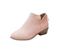Ladies Ankle Boots - Pointed Toe Back Zipper Walking Boots Wide Fit Solid Color Dress Booties Elegant Classic Slip-On Boot Solid Block Low Heel Short Shoes Western Lightweight Office Footwear