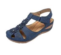 Ladies Ankle Strap Sandals Walking Sandals Ladies Comfortable Hollow Sole Shoes Round Ankle Toe Soft Women's Girls Women's Casual Shoes Navy Wide Fit Womens (Blue, 6)