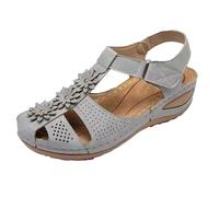 Ladies Ankle Strap Sandals Walking Sandals Ladies Comfortable Hollow Sole Shoes Round Ankle Toe Soft Women's Girls Women's Casual Shoes Navy Wide Fit Womens (Grey, 6)
