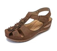 Ladies Ankle Strap Sandals Walking Sandals Ladies Comfortable Hollow Sole Shoes Round Ankle Toe Soft Women's Girls Women's Casual Shoes Navy Wide Fit Womens (Brown, 5)