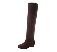ladies ankle wellies Winter Boots for Women Uk Women Mid Calf Boots Autumn And Winter Fashion Solid Color Simple Comfortable Thick Bottom Back Zipper irregular choice shoes Brown 4