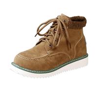 ladies ankle wellies Womens Boots Women's Spring And Autumn Winter Large Size European And American Casual Cuffed Single Boots High Top Round Toe Front irregular choice shoes Brown 6.5