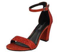 Ladies Anne Michelle Diamante Sandals - Red Textile - UK Size 4 - EU Size 37 - US Size 6