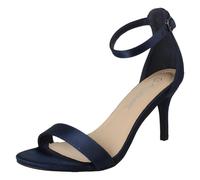 Ladies Anne Michelle High Heeled Buckle Ankle Strap Evening Sandals F12108 - Navy Satin - UK Size 4 - EU Size 37 - US Size 6
