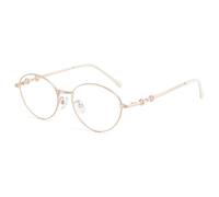 Ladies Anti Blue Light Reading Glasses Oval Lightweight Metal Computer Readers Women Eyeglasses for Square Face,Rose gold,+2.75