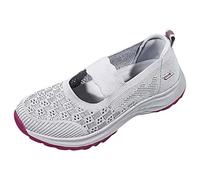 Ladies Arch Support Trainers Ladies Trainers Slip On Women's Wide Fit Breathable Mesh Walking Running Shoes Comfortable Arch Support Soft Sole Log+into+My+Account Grey 6