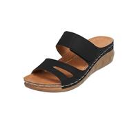 Ladies Arch Support Wedge Sandals, Open Toe Platform Slip On Sliders For Women, Quick-Drying Comfortable Shoes, Non-Slip Lightweight Slippers for City Shopping And Street Wandering