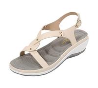 Ladies Arch Support Wedges Chunky Wedge Sandals Women's Heel Solid Round Head Sandals Blue Sandels Arch Support Walking Size 9 (A,4.5)