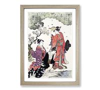 Ladies at a Picnic by Chobunsai Eishi Framed Print | A2 Oak Framed Wall Art | Ready to Hang | Modern Nature Picture | Living Room Bedroom Lounge Office