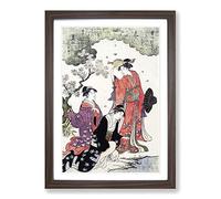 Ladies at a Picnic by Chobunsai Eishi Framed Print | A2 Walnut Framed Wall Art | Ready to Hang | Modern Nature Picture | Living Room Bedroom Lounge Office