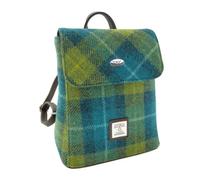 Ladies Authentic Harris Tweed Luxury Fashionable Mini Backpack Bag in Sea Blue & Green Tartan Handwoven in Scotland Genuine Harris Tweed - 26cm x 21cm x 12cm