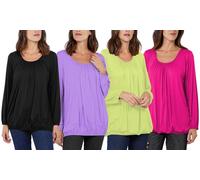 Ladies Baggy Fit Ruched Neck Long Sleeve Top: Nude Pink/XL-2XL