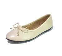Ladies Ballet Flats Shoes Work Office Comfortable Bow School College Slip-on Pumps UK Size 3-8 Gold
