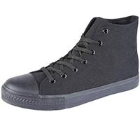 Ladies Baltimore/Academy Low Hi Top Canvas Toe Cap Lace up Pumps Plimsoll Trainers Casual Shoes Boots Size 13-8 (5 UK, Hi Top: All Black)