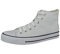 Ladies Baltimore/Academy Low Hi Top Canvas Toe Cap Lace up Pumps Plimsoll Trainers Casual Shoes Boots Size 13-8 (5 UK, White Hi Top)