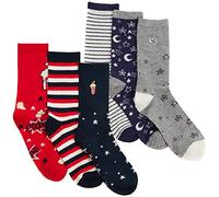 Ladies Bamboo Viscose Stripped Novelty Colourful Socks Novelty Popcorn Multipack Popcorn Moon 6 Pairs Size UK 4-8