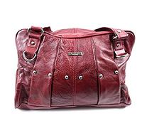 Ladies Bang On Trend Vintage handbag Tote Bag Soft Real Leather By Lorenz 3732 (Red), Medium