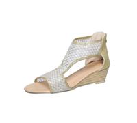 Ladies Beach Sandals Ankle Strap Wedge Wide Fit Women's Casual Package Heel Slope Bottom Sequins Roman Shoes Summer Fashion Ladies Sandals Black Ankle Strap Toe Post Size 7 (Gold 5)