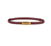 Ladies Belts,Women Skinny Leather Belt Simple Solid Color Vintage Metal Interlock Buckle Adjustable Thin Waist Belt Slim Belt Decoration Waistband For Dresses Jeans Pants Coat ( Color : Burgundy/Gold