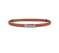 Ladies Belts,Women Skinny Leather Belt Simple Solid Color Vintage Metal Interlock Buckle Adjustable Thin Waist Belt Slim Belt Decoration Waistband For Dresses Jeans Pants Coat ( Color : Brown/Silver )