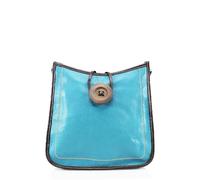 Ladies Big Button Detail Loop Top Zip Lightweight Vegan Leather Stitch Design Rommy Shoulder Handbag Practical Crossbody Bag For WomenLIGHT BLUE