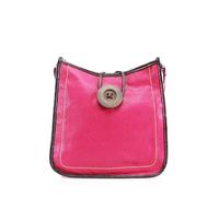 Ladies Big Button Detail Loop Top Zip Lightweight Vegan Leather Stitch Design Rommy Shoulder Handbag Practical Crossbody Bag For WomenFUCHSIA