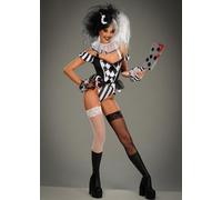 Ladies Black and White Halloween Freak Show Killer Clown Costume (Small (UK 8-10))