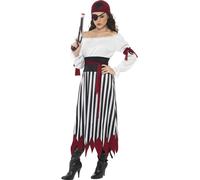Ladies Black and white Pirate Fancy Dress Costume