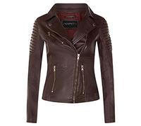 Ladies Black Burgundy Leather Moto Biker Jacket Real Lamb Nappa Vintage Gothic Fashion Jacket M