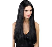 Ladies Black Classic Long Centre Parting 70s Wig for 70s Disco Hippie Fancy Dress