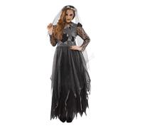 Fun Shack Womens Corpse Bride Costume Adults Black Zombie Wedding Dress Outfit , Corpse Bride Gown, L