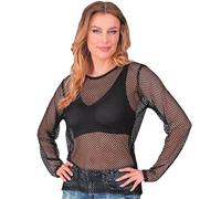 Ladies Black Fishnet Long Sleeve Top Fancy Dress Party