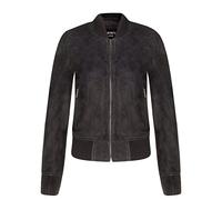Ladies Black Goat Suede Bomber Jacket Genuine Leather MA-1 Varsity Retro S