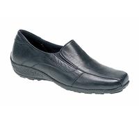 Ladies Black Leather Twin Gusset Panel Casual Shoe - Black - size UK Ladies Size 7