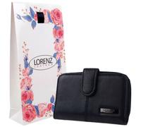 Ladies Black Nappa Leather Purse/Wallet by Lorenz Zip Around Free Gift Bag