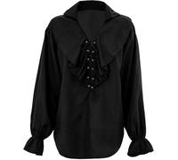 Ladies Black Pirate Renaissance Shirt Fancy Dress Costume