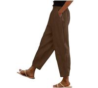 Ladies Black Pj Bottoms Cheesecloth Trousers Women UK Women Casual Trousers Formal Harem Pants for Plus Size Sleep Pants Pull On Shorts Lady Black Linen Trouser Brown XXL