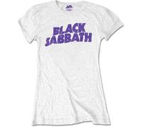 Ladies Black Sabbath White Wavy Logo Official T-Shirt Womens