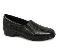 Ladies Black Soft Leather Twin Gusset Shoe - Black - size UK Ladies Size 8