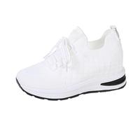 Ladies Black Trainers Womens Walking Shoes Women's Spring and New Korean Fashion Casual Thick Bottom Breathable Student Running Shoes Sneakers Womens Slip on Green Sneakers Women (White,41)