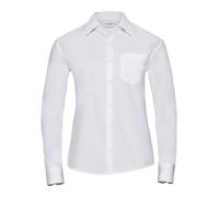 Ladies BLACK WHITE BLUE or RED Easy Care Long Sleeve Cotton Poplin Shirt Blouse