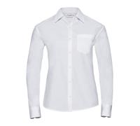 Ladies BLACK WHITE BLUE or RED Easy Care Long Sleeve Cotton Poplin Shirt Blouse