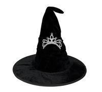 Ladies Black Witch Hat - Halloween Day of the Dead Corpse Bride - Adults Pointy Witch Hat - Fancy Dress Carnival Accessories - Women's Witch or Wizards Outfit