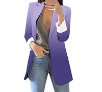 Ladies Blazer Jackets Coats - Women's Printed Cardigan Formal Suit Long Sleeve Lapels Business Jacket Coat Blouse (Light Purple M)
