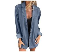 Ladies Blazer Jackets Long Sleeve - Plus Size Denim Jackets Women - Blazer SummerCardigans Long Lightweight Summer Jacket Oversized Denimjackets Distressed Denimjacket Cardigans Suitjackets Size 16
