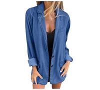 Ladies Blazer Jackets Long Sleeve - Plus Size Denim Jackets Women - Blazer SummerCardigans Long Lightweight Summer Jacket Oversized Denimjackets Distressed Denimjacket Cardigans Suitjackets Size 16
