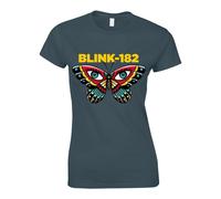 Ladies Blink 182 Butterfly Heather Navy Official T-Shirt Womens
