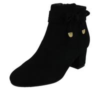 Ladies Block Heel Wide Fit Ankle Boots with Size Tie and Inside Zip 'F5R1235'
