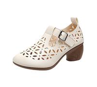 Ladies Block Heels Elegant Sandal Womens High Heels Closed Toe Court Shoes Block Mid Low Heel Ladies Ankle Adjustable Buckle Comfort Cushioned Work Office Party Occasion Wide Fit Sandals