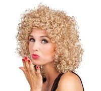 Ladies Blonde Curly Wig Perm Boogie Disco 80s Fancy Dress Costume Accessory